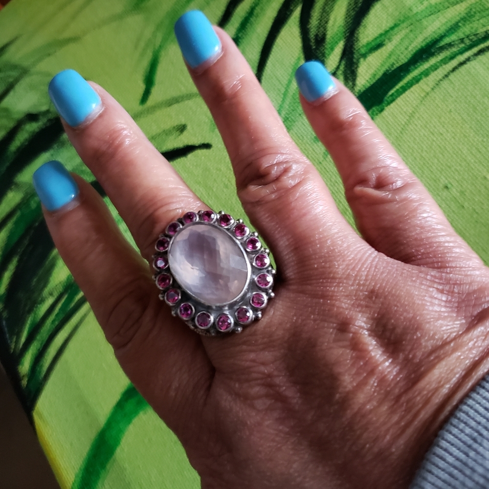 💅Rose Quartz Cocktail ring